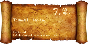 Timmel Maxim névjegykártya